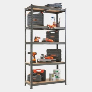 5-Tier Metal Shelving Unit  –  Black (180 x 90 x 40cm)