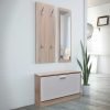 Oak and White 3in1 Wooden Shoe Cabinet Set