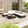 Corner Garden Lounge Set with Cushions Poly Rattan Brown