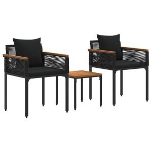 Outdoor Furniture Set with Cushion Black Poly Rattan