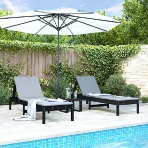 2 x Sun Loungers Solid Wood Pine