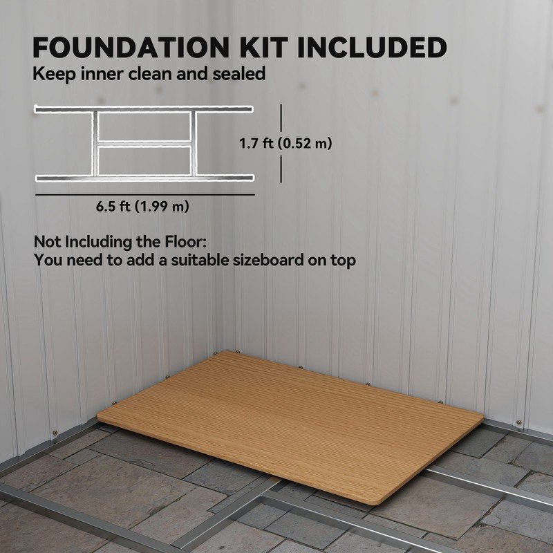 7 x 4ft Metal Garden Storage Shed w/ Double Door Dark Grey - Image 4