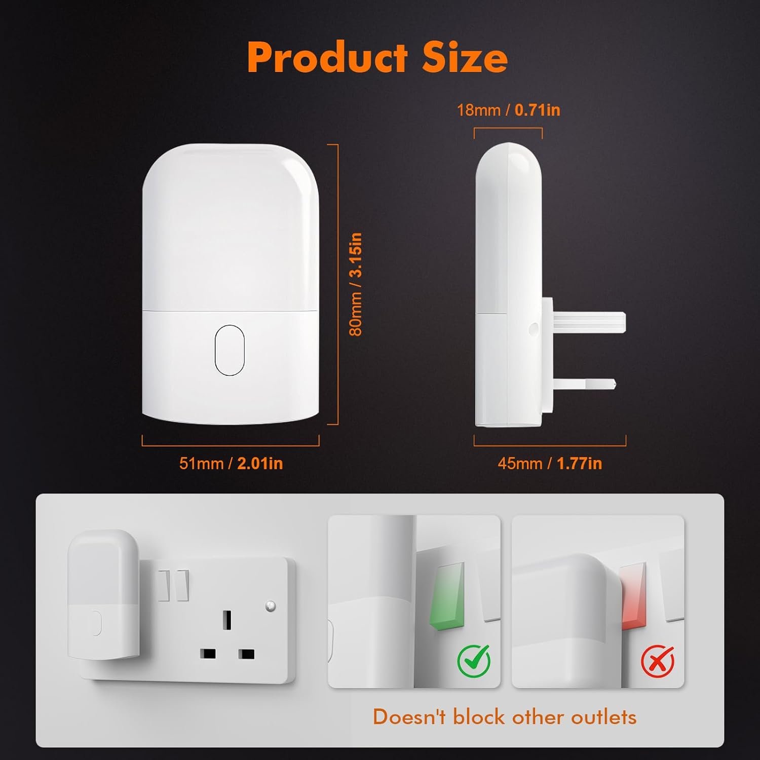 2 Pack Plug in Motion Sensor Night Light - 3 Level Adjustable Brightness - Image 4