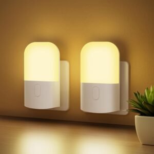 2 Pack Plug in Motion Sensor Night Light - 3 Level Adjustable Brightness
