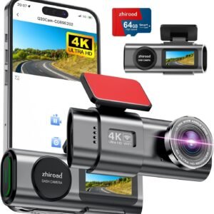Dash Cam 4K UHD Front Dashcam with 64GB SD Card 2160P WiFi Car Camera,Smart App Control,WDR,Night Vision,Park Mode,G-Sensor,Loop Record,Support Max 256GB
