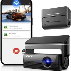 IIWEY WiFi Dash Cam Front 1080P Mini Car No-screen Hidden Dashboard Recorder with Super Night Vision, Lens 360° Rotation, App Control for Car, capacitor, G-sensor, Parking Monitor