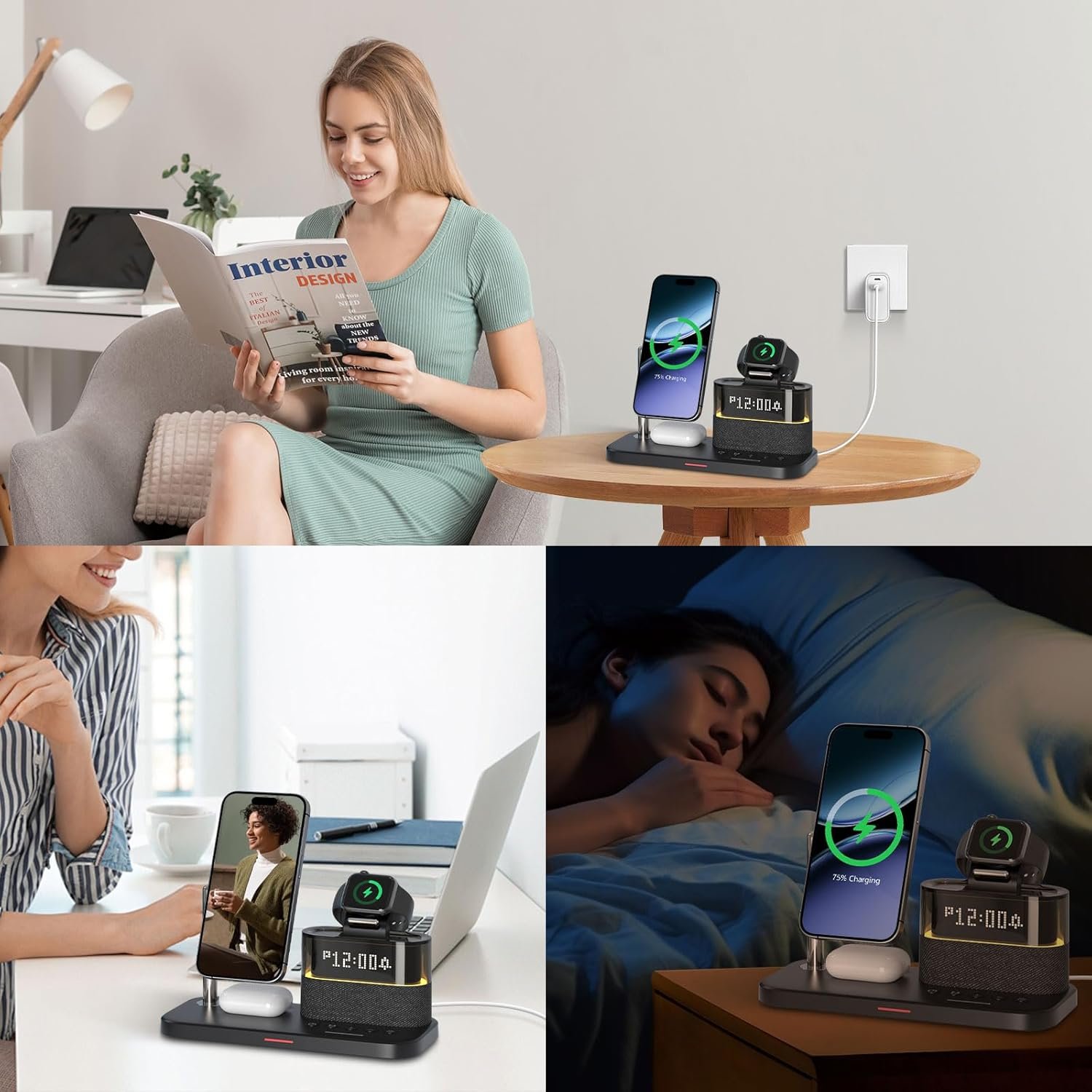 Apple Wireless Charging Station With Alarm Clock & Night Light - Image 9