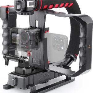 Zeadio Smartphone Camera Stabilizer, Portable Handle Grip Handheld Video Rig, Fits for All Camcorder, Camera, DSLR and All iPhone and Android Smartphones