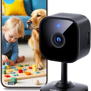 Outinput 2K 3MP Indoor Security Camera, Dog Camera, Home Cameras, WiFi Baby Monitor with Night Vision, Motion/Sound Detection, 2-Way Talk, APP Control, Cloud & SD, 24/7 Recording Pet Cam (Black)