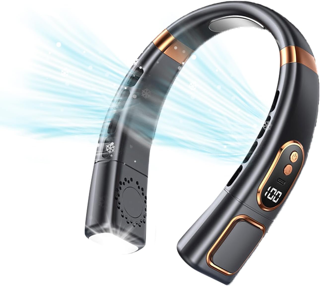 Bladeless Wireless Neck Fan with 5 Speeds and LED Display