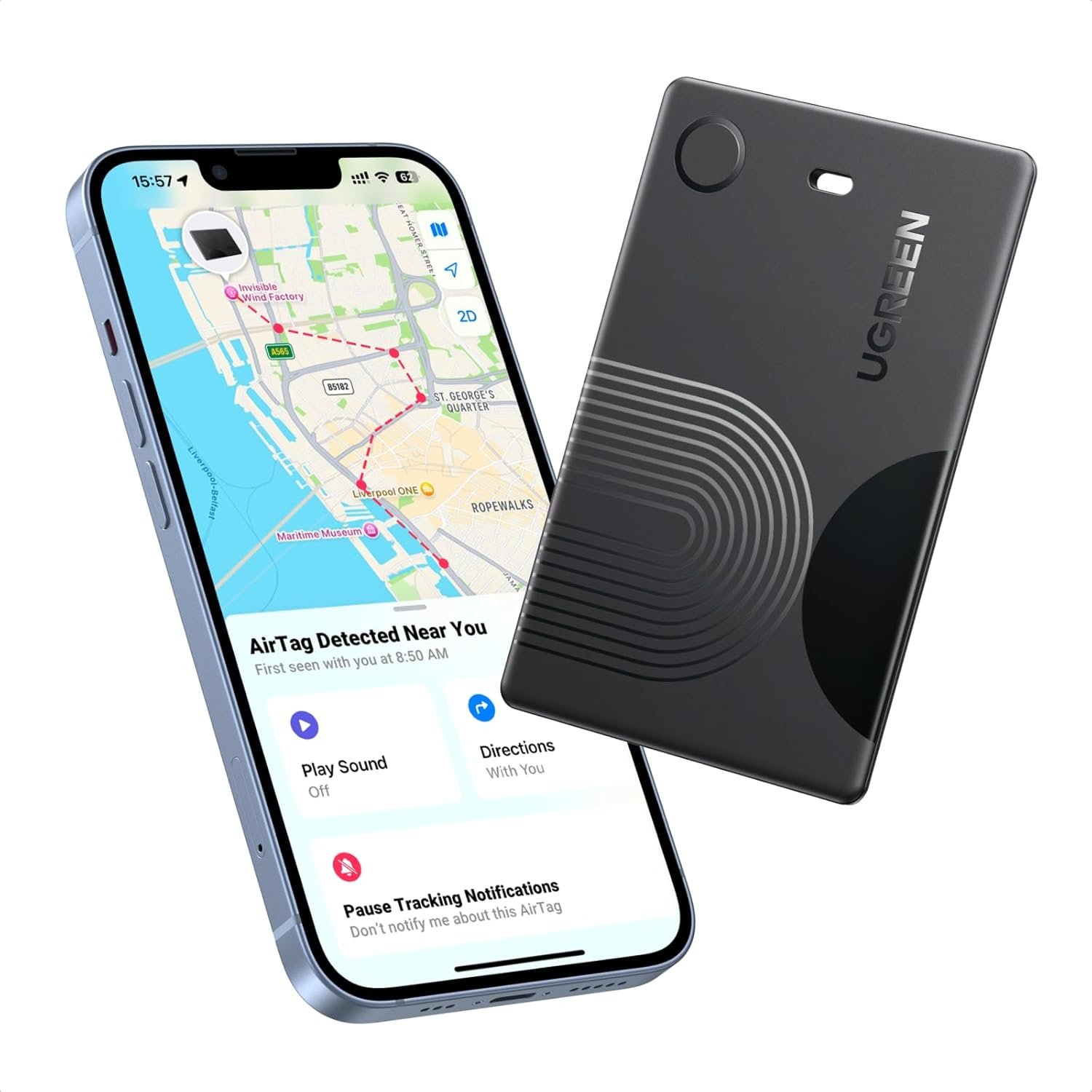 FineTrack Slim Wallet Smart Tracker Compatible with Apple - 7 Year Battery Life