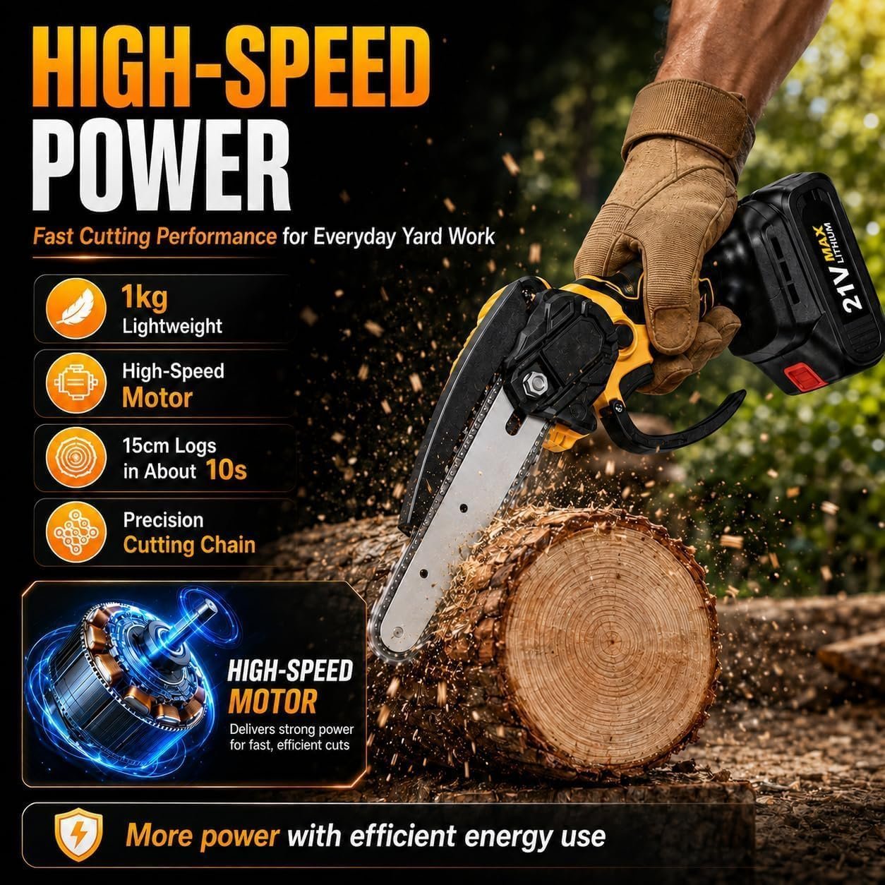 8 Inch Brushless & Cordless Mini Chainsaw Kit - Image 4