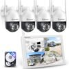 4 Camera Wireless CCTV Security System With 10" Monitor