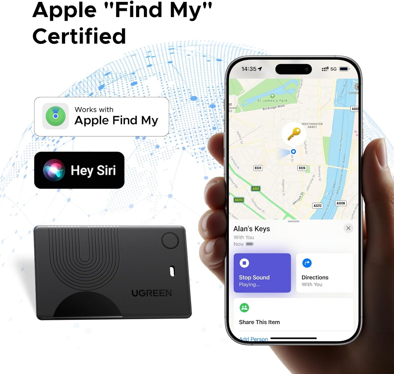 FineTrack Slim Wallet Smart Tracker Compatible with Apple - 7 Year Battery Life - Image 2