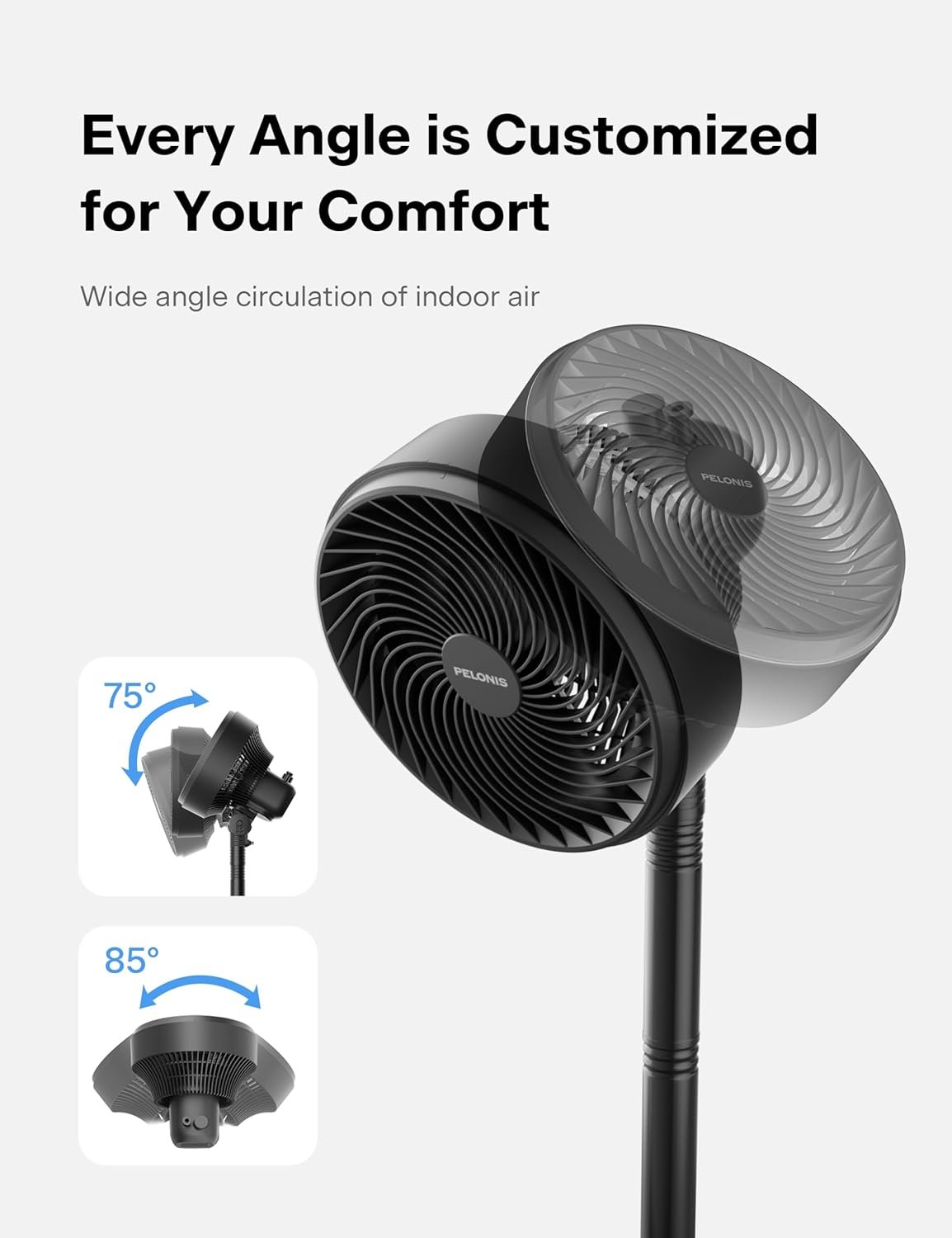 2 in 1 Ultra Quiet Oscillating Adjustable Fan with 90° Wide Angle - Image 4