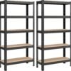 Set of 2 5 Tier Storage Shelving Units with 5 with 650kg Load Capacity 