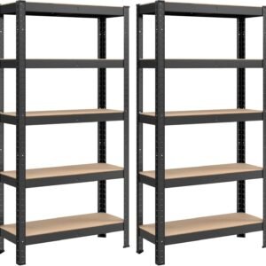 Set of 2 5 Tier Storage Shelving Units with 5 with 650kg Load CapacityÂ