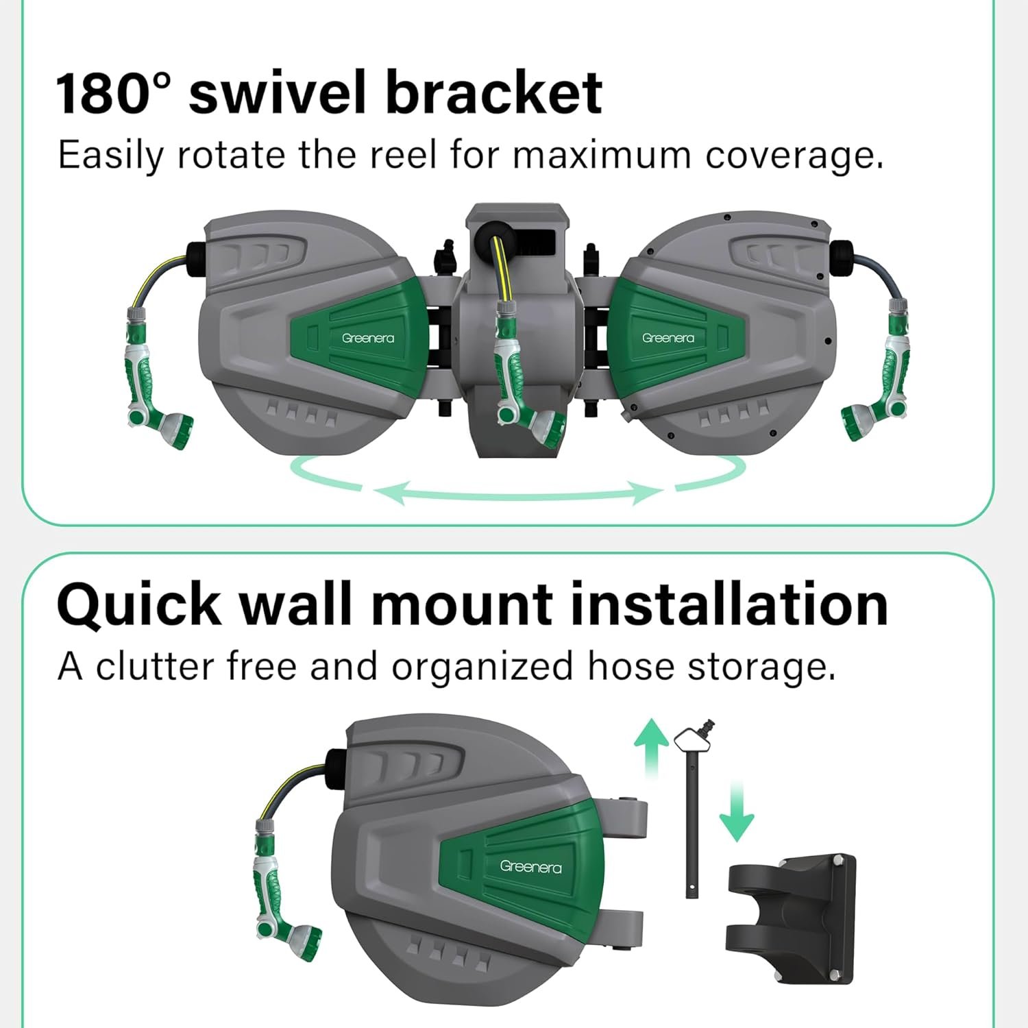 22m Heavy Duty Wall Mounted Garden Hose Reel - Image 5