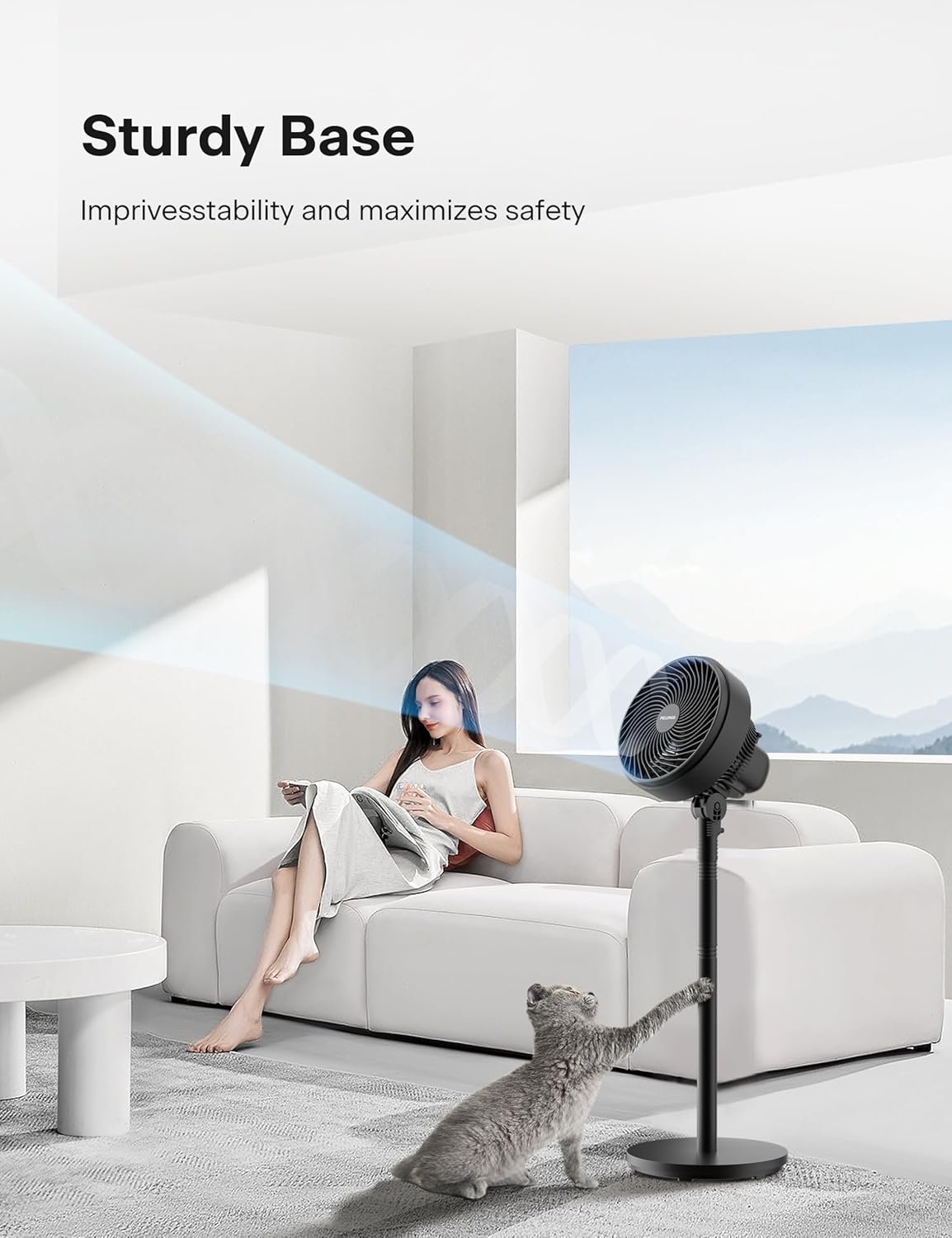 2 in 1 Ultra Quiet Oscillating Adjustable Fan with 90° Wide Angle - Image 3
