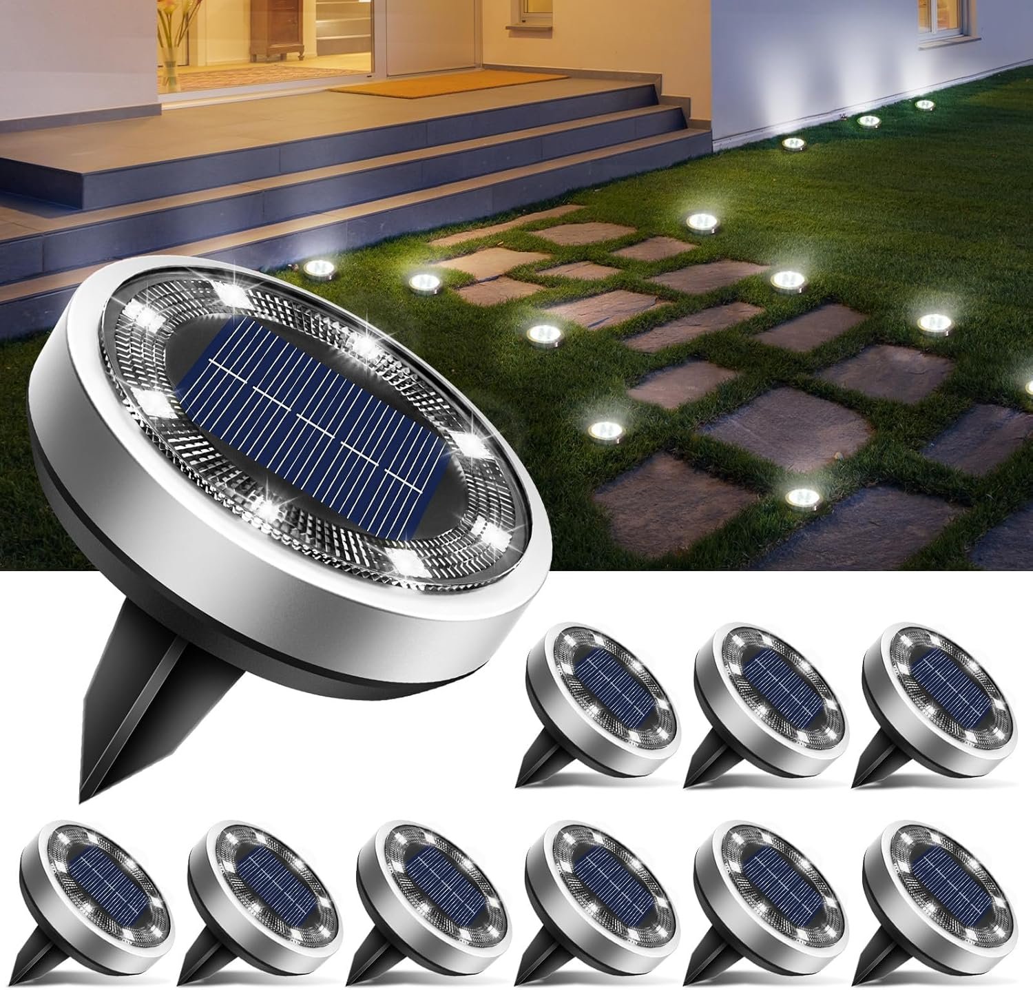 10 Pack Outdoors Solar Ground LED Lights