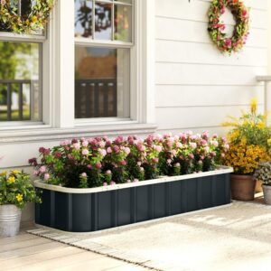 Galvanised Raised Garden Planter with Gloves and tools 