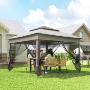 Outsunny Garden Folding Tent Heavy Duty Pop Up Gazebo for Party Light Grey