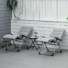 2 Piece Zero Gravity Reclining Folding Cushion Chair  - Light Grey