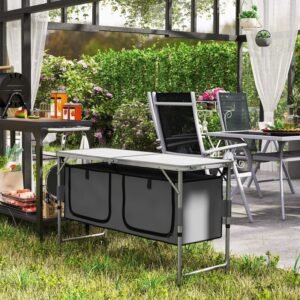 Camping Folding Dining Table with Storage