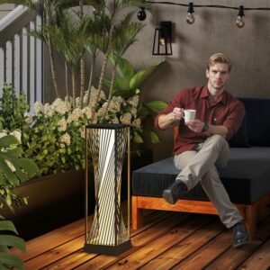 Poly Rattan Solar Floor Lamp - Auto On/Off 