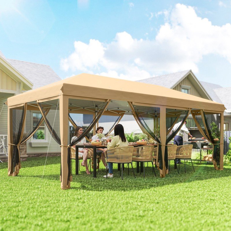 6 x 3m Pop Up Party Tent Canopy with 6 Removable Sidewalls