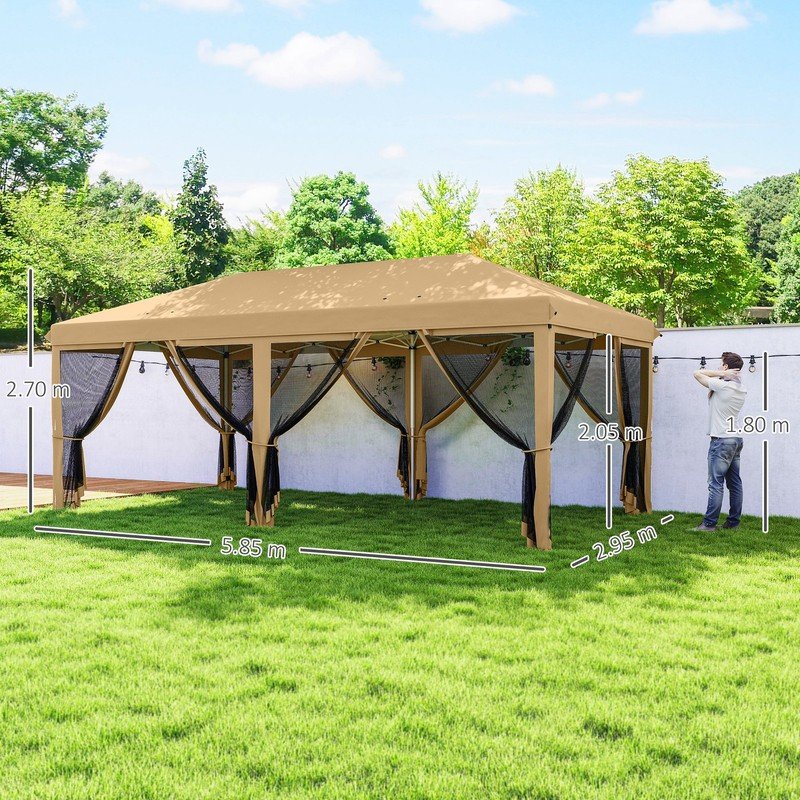 6 x 3m Pop Up Party Tent Canopy with 6 Removable Sidewalls - Image 3