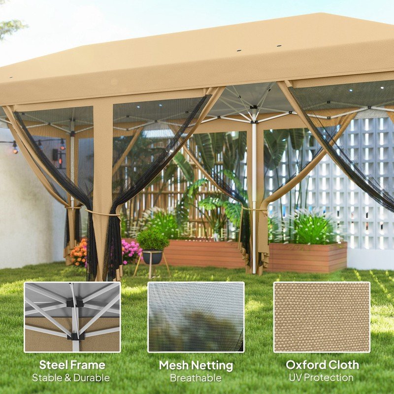 6 x 3m Pop Up Party Tent Canopy with 6 Removable Sidewalls - Image 6