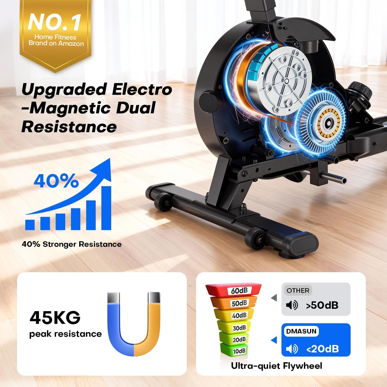 32 Levels Quiet Resistance Magnetic Rowing Machines - Image 2