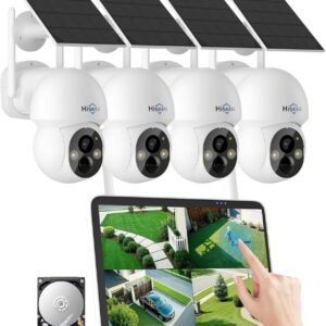 Solar Wireless Camera Security System with 10" Touch Screen Display