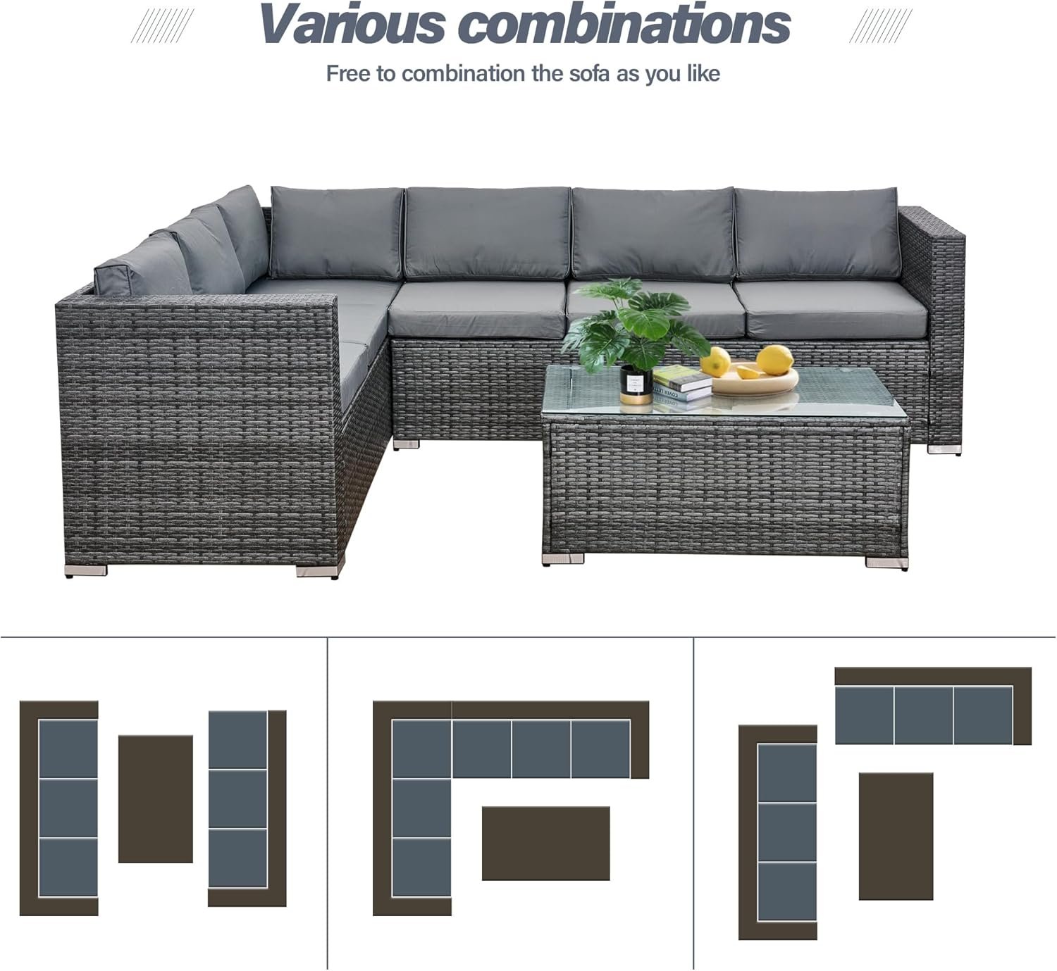 6 Seater Poly Rattan Corner Sofa Set - Image 5