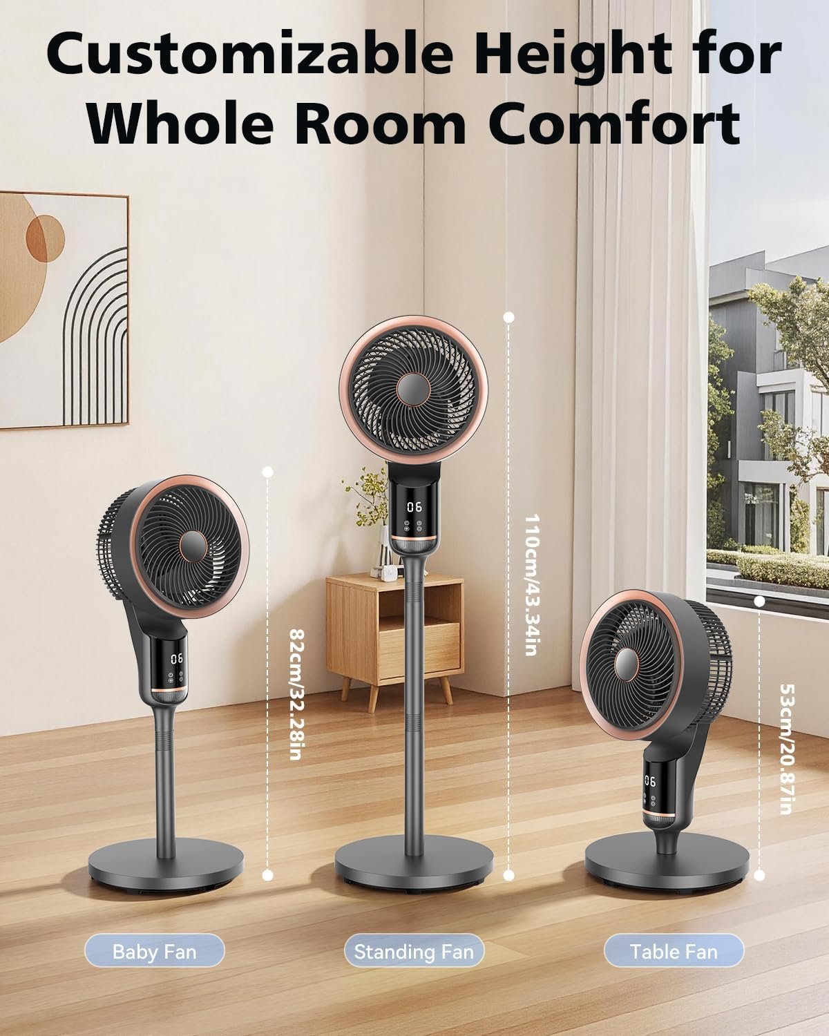Adjustable Height Quiet Oscillation Fan with Remote - Image 2