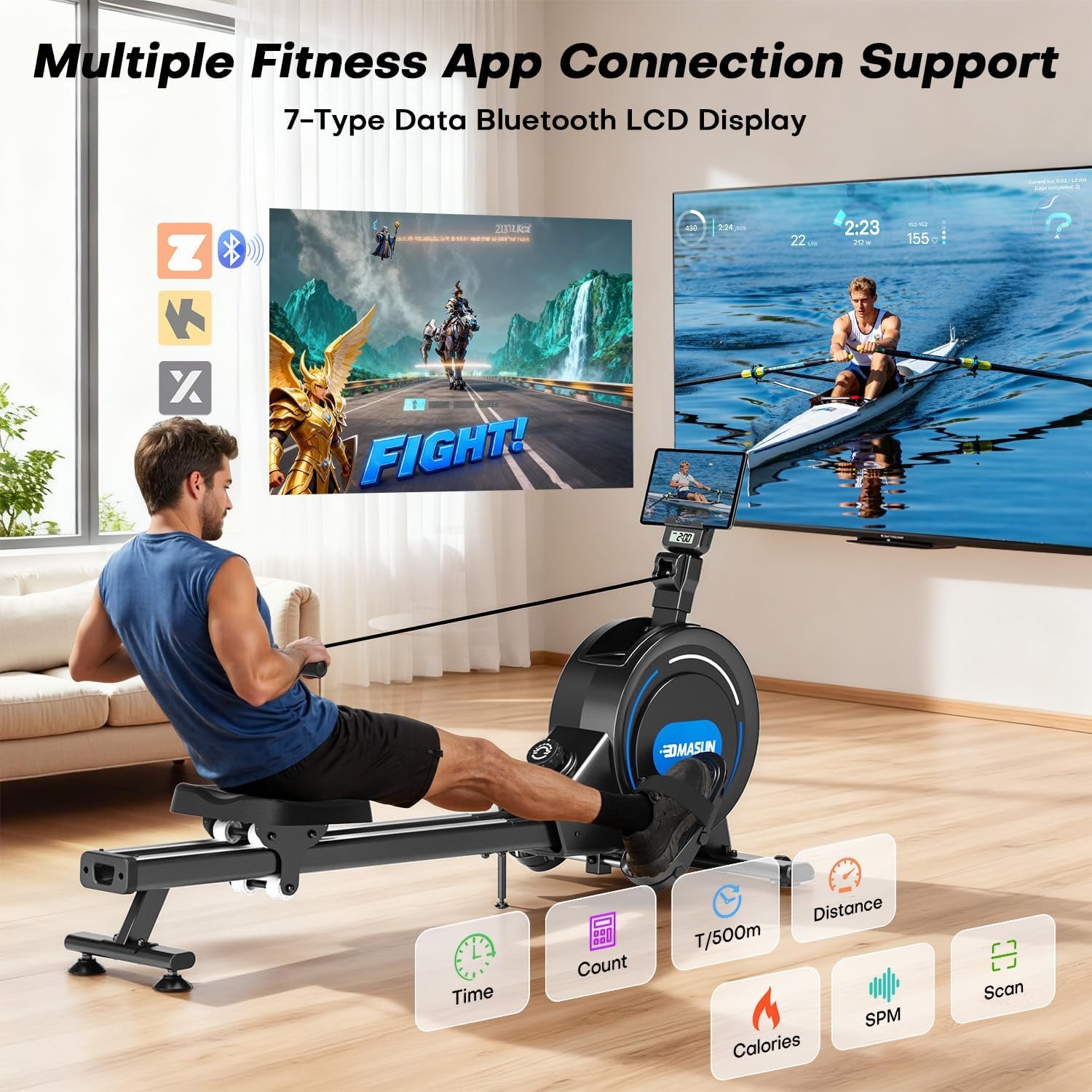 32 Levels Quiet Resistance Magnetic Rowing Machines - Image 3