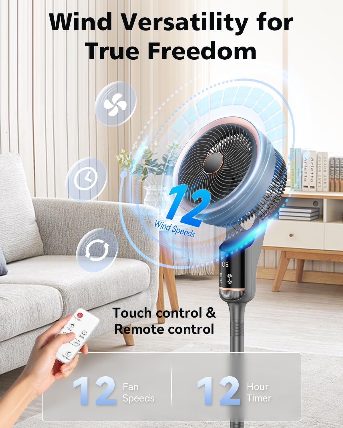 Adjustable Height Quiet Oscillation Fan with Remote - Image 4
