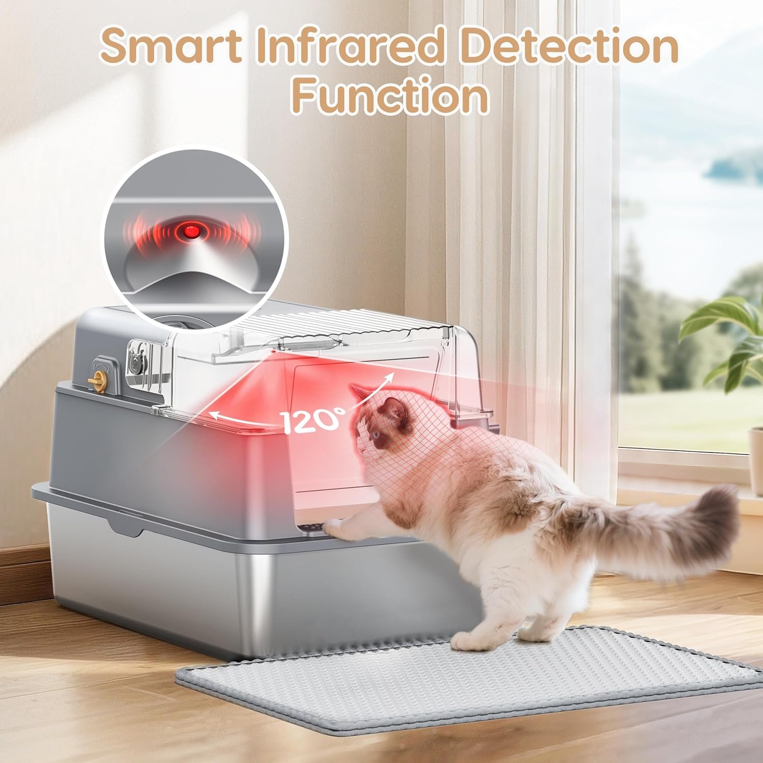 XXL Stainless Steel Cat Litter Tray with Fresh Air Deodorization System - Image 3
