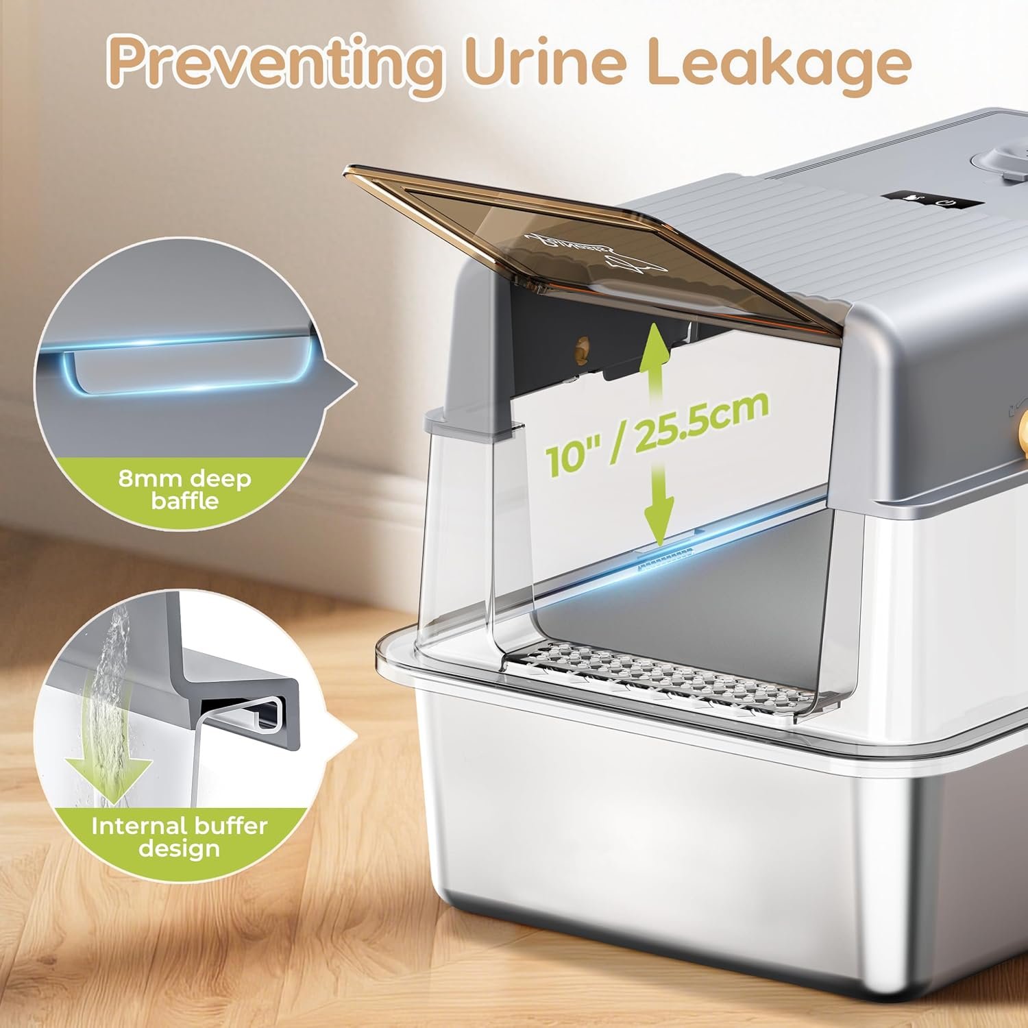 XXL Stainless Steel Cat Litter Tray with Fresh Air Deodorization System - Image 5