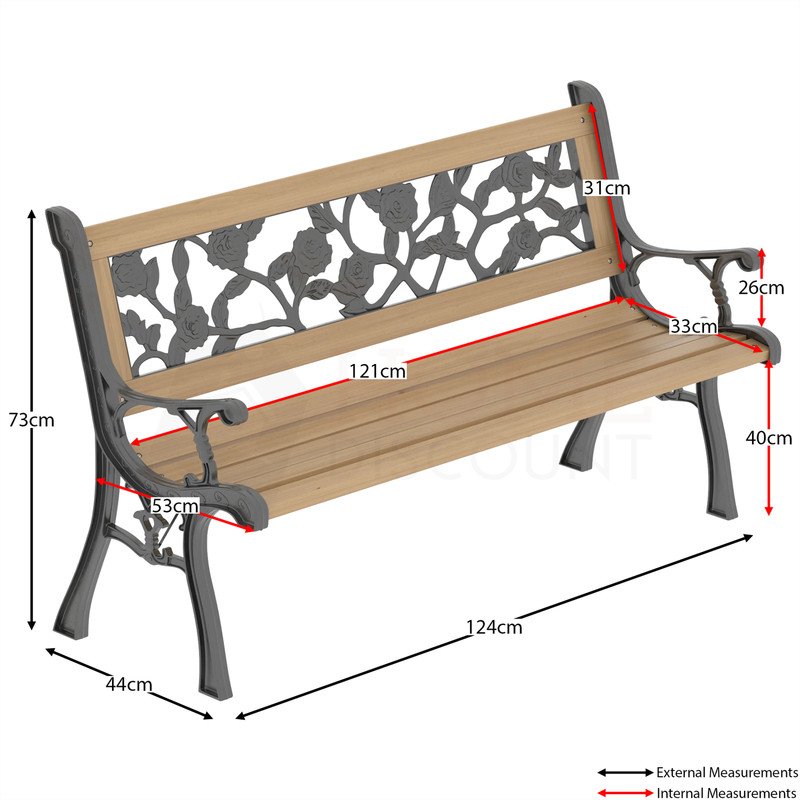 3 Seater Solid Pine Wooden Bench - Image 2