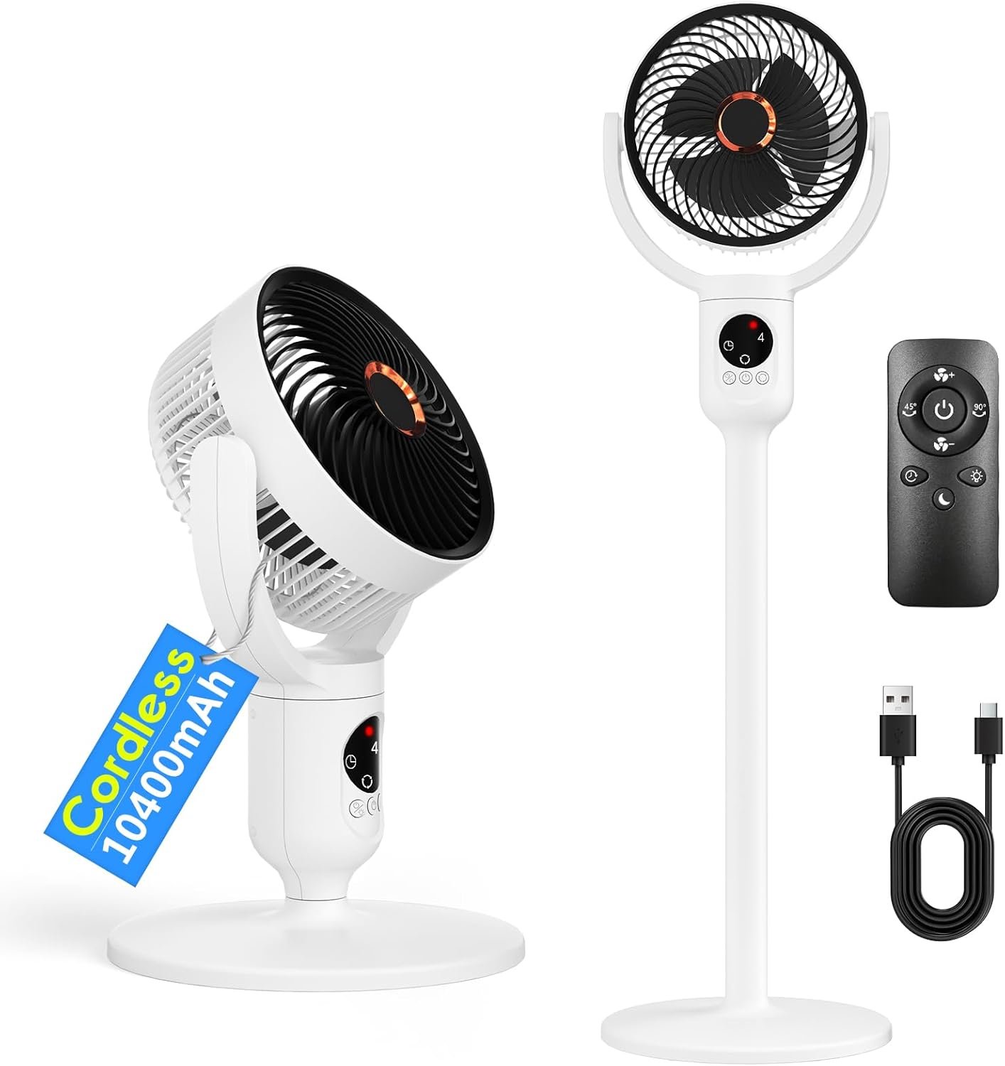 Cordless Rechargeable Pedestal Quiet Cooling Fan