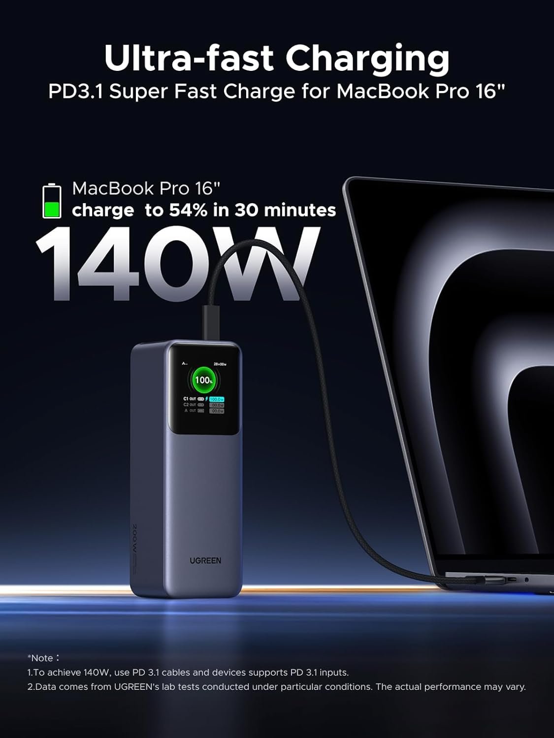 Nexode 200W Power Bank Smart Display Fast Charging, Compatible with Laptops, Tablets and Phones - Image 3