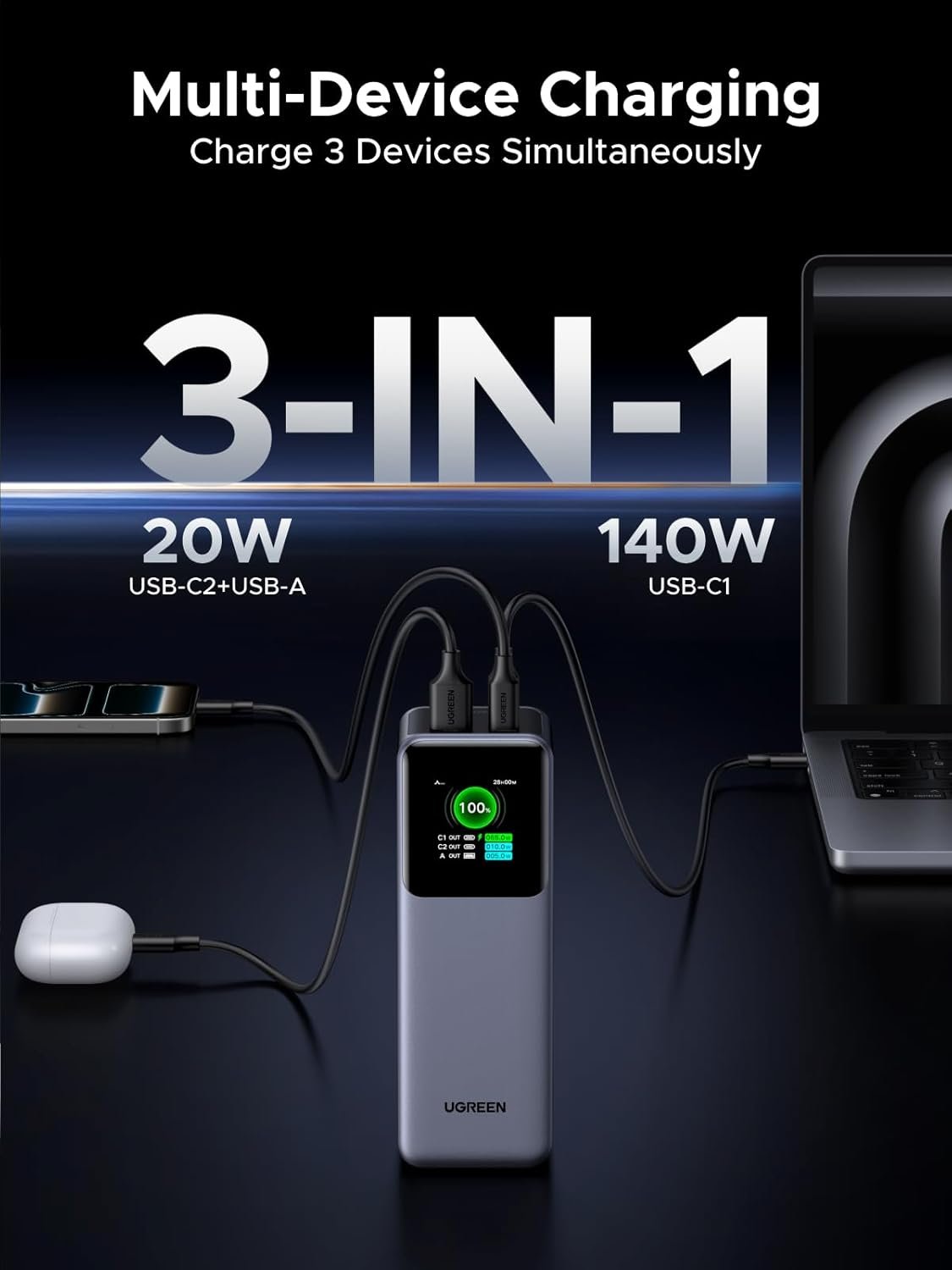Nexode 200W Power Bank Smart Display Fast Charging, Compatible with Laptops, Tablets and Phones - Image 7