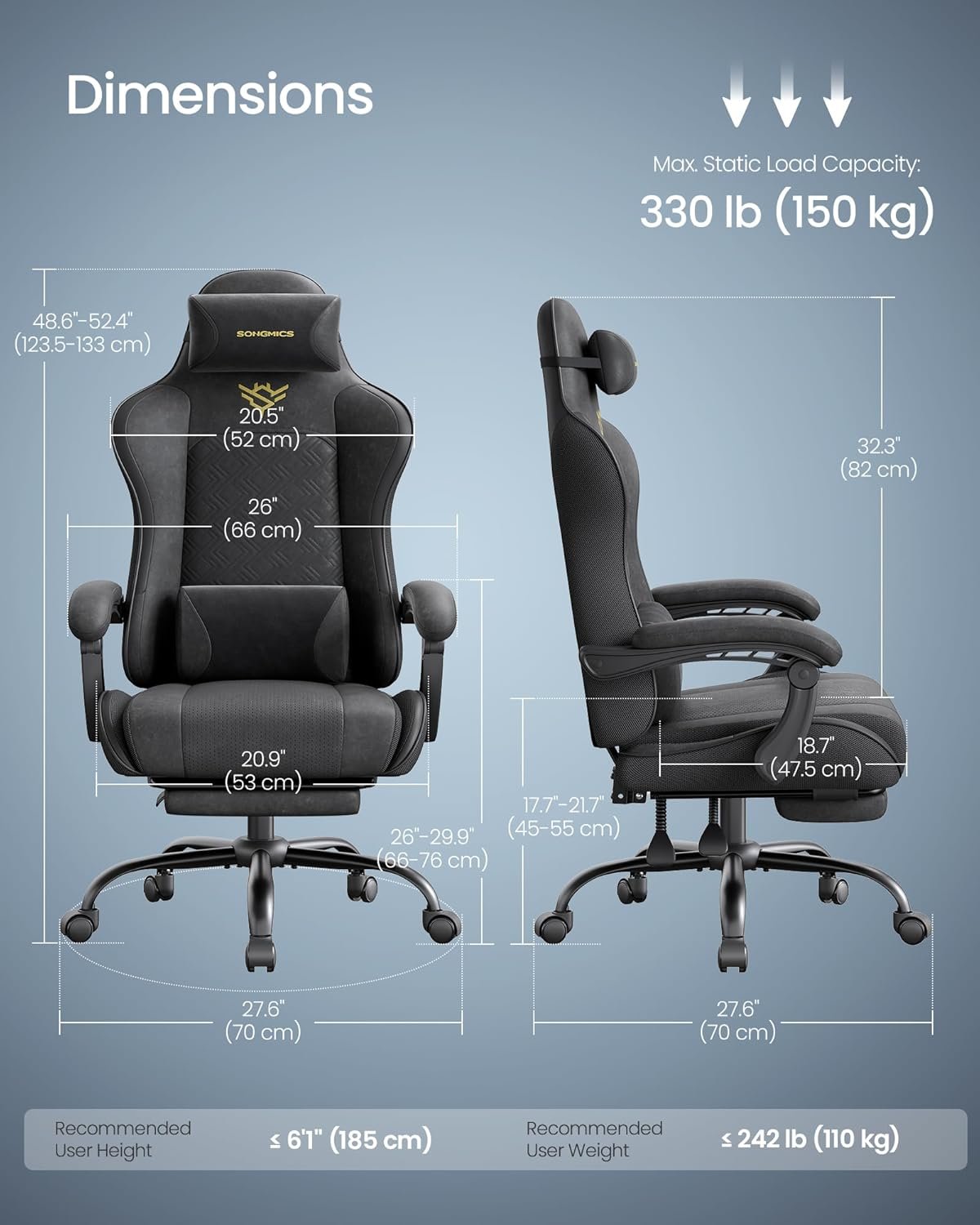 Ergonomic Office Gaming Chair with Footrest - Image 3