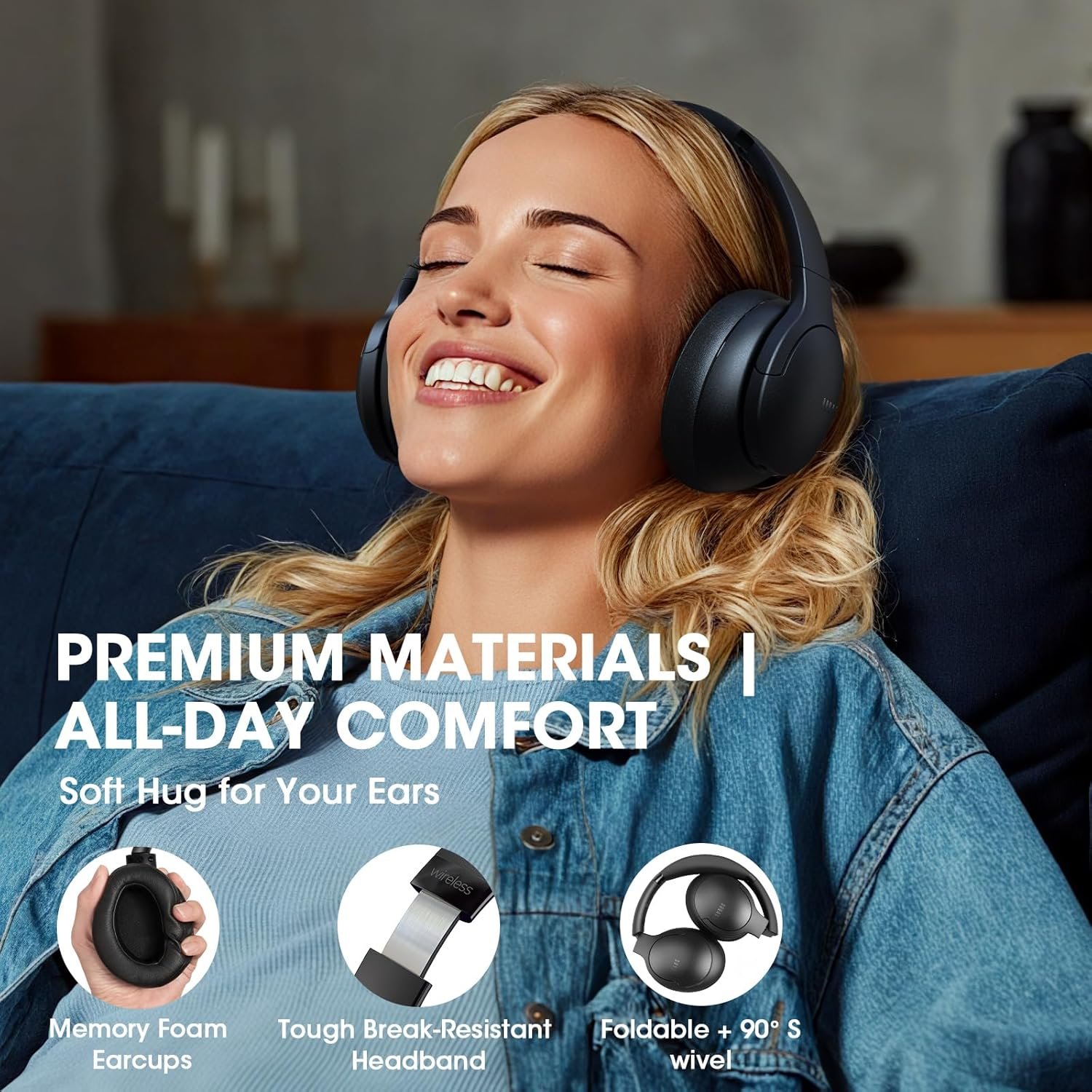 Wireless Headphones Over Ear with APP Control | 90H Playtime - Image 6