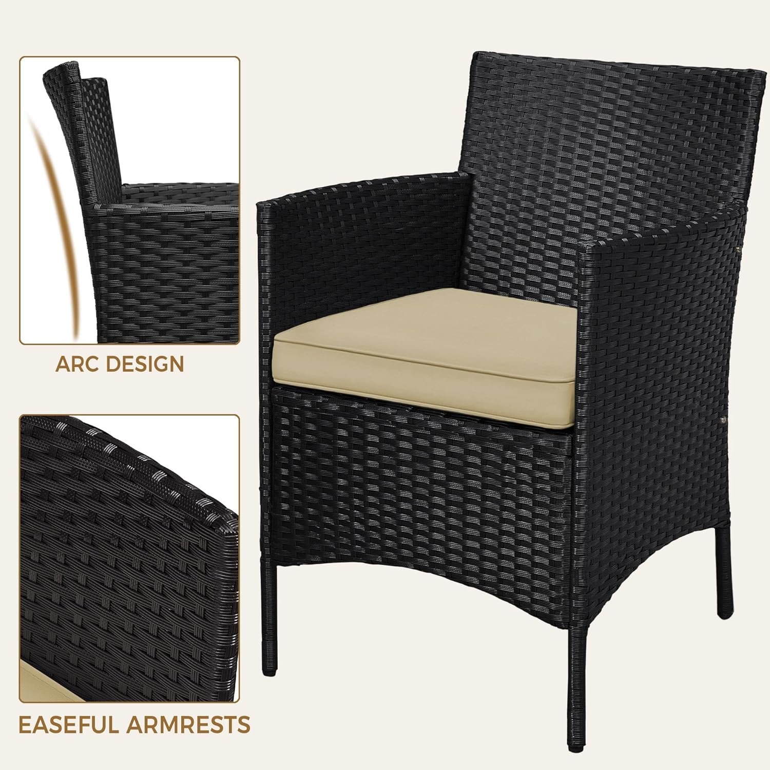 3 Piece Poly Rattan Patio Furniture Set - Image 4