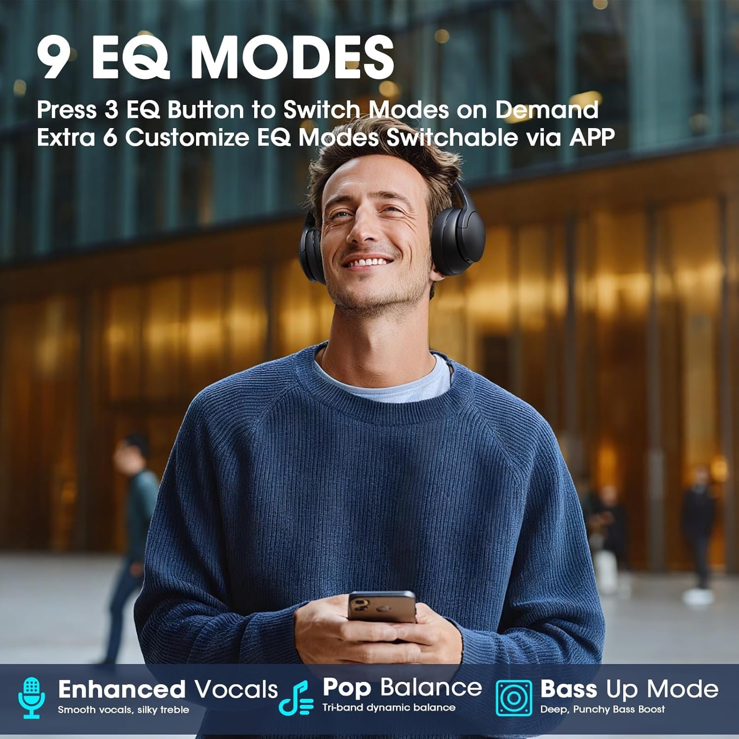 Wireless Headphones Over Ear with APP Control | 90H Playtime - Image 3