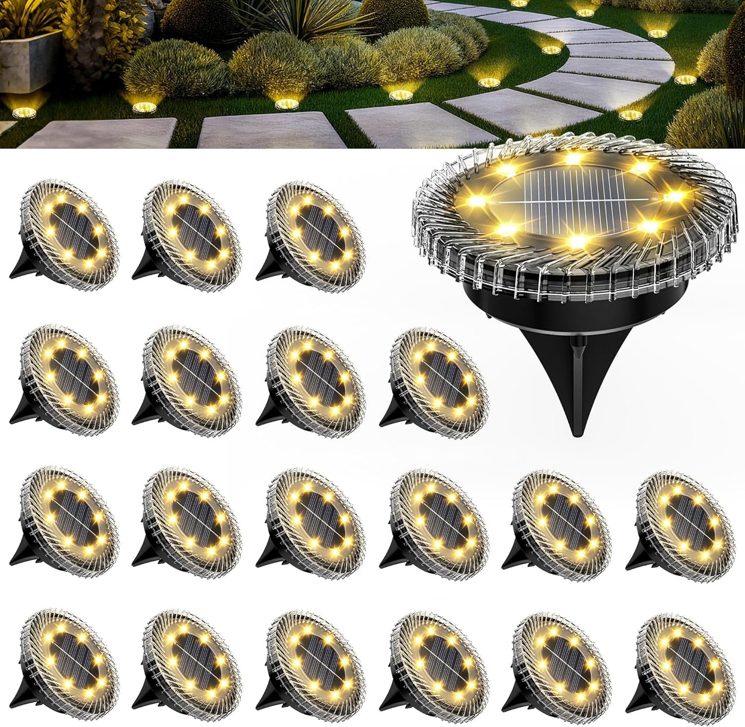 20 Pack Outdoor Solar Ground Lights