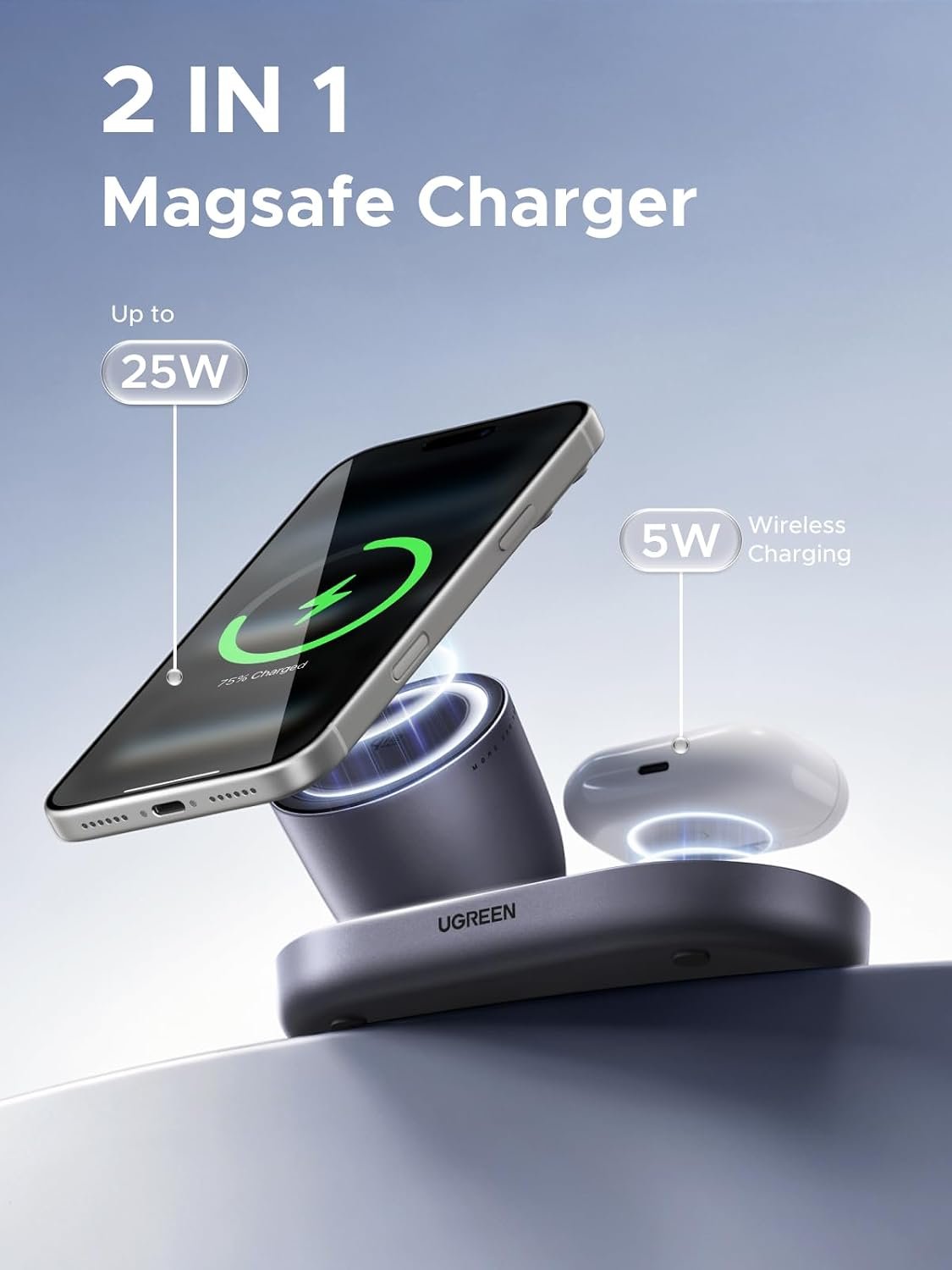 Qi MagSafe Wireless Charger Stand for iPhones and Airpods - Image 2